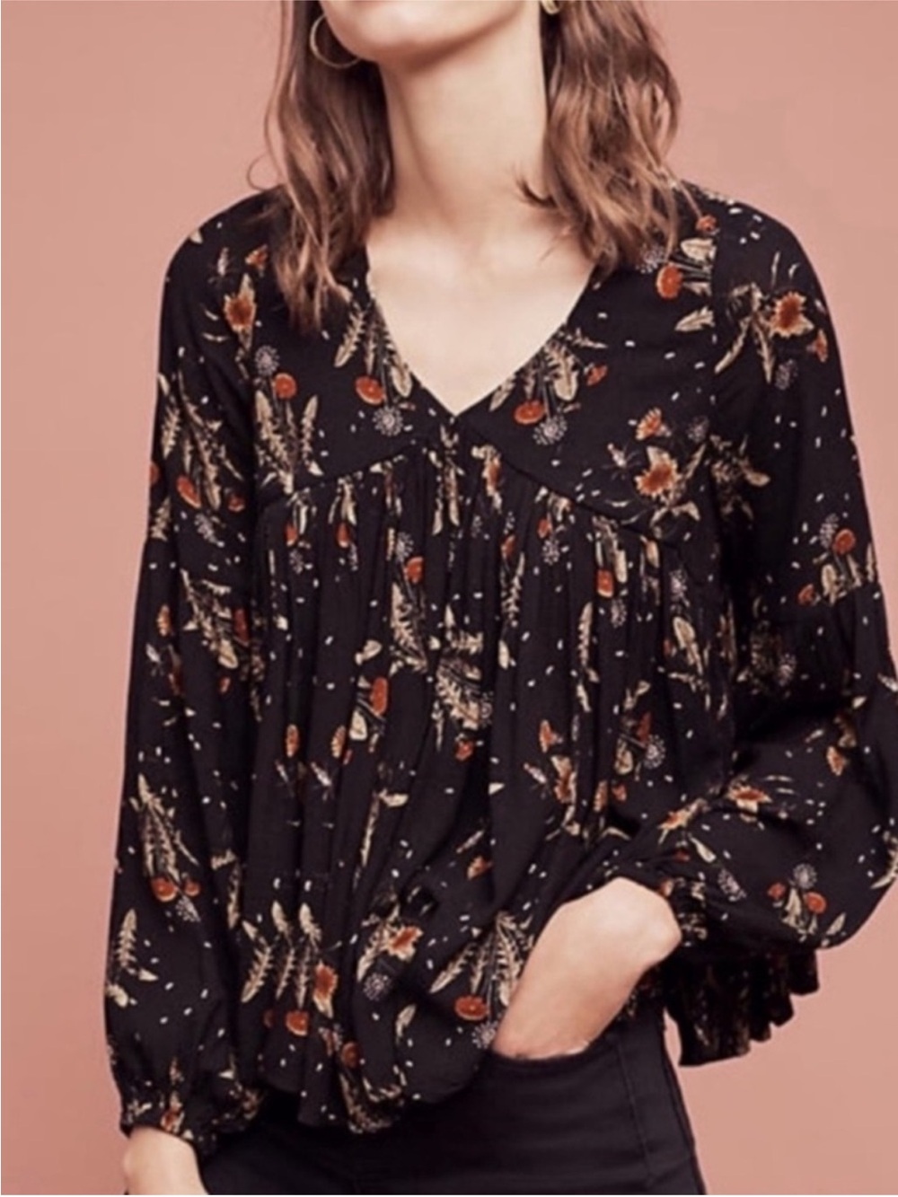 Anthropologie Holding Horses Free Verse Boho Floral Blouse Size Small Top